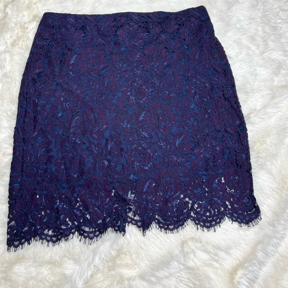 Banana Republic Plum & Teal Lace Pencil Skirt size 12 EUC